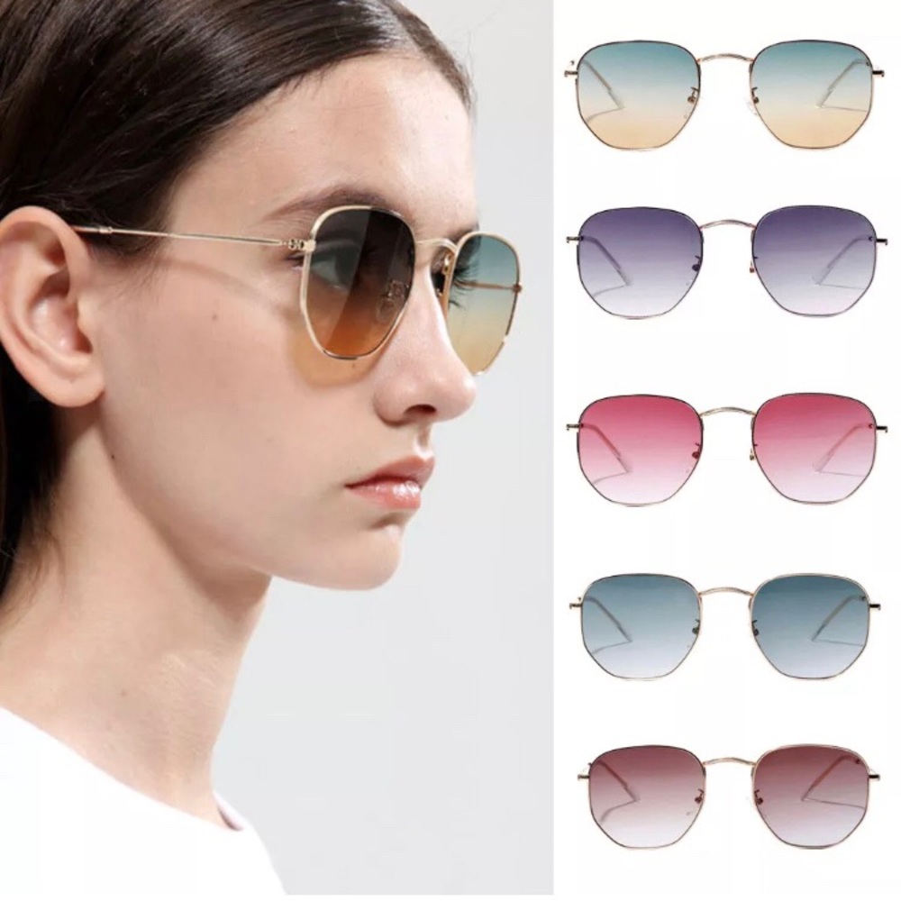Trendy Gradient Square Hexagonal Sunglasses